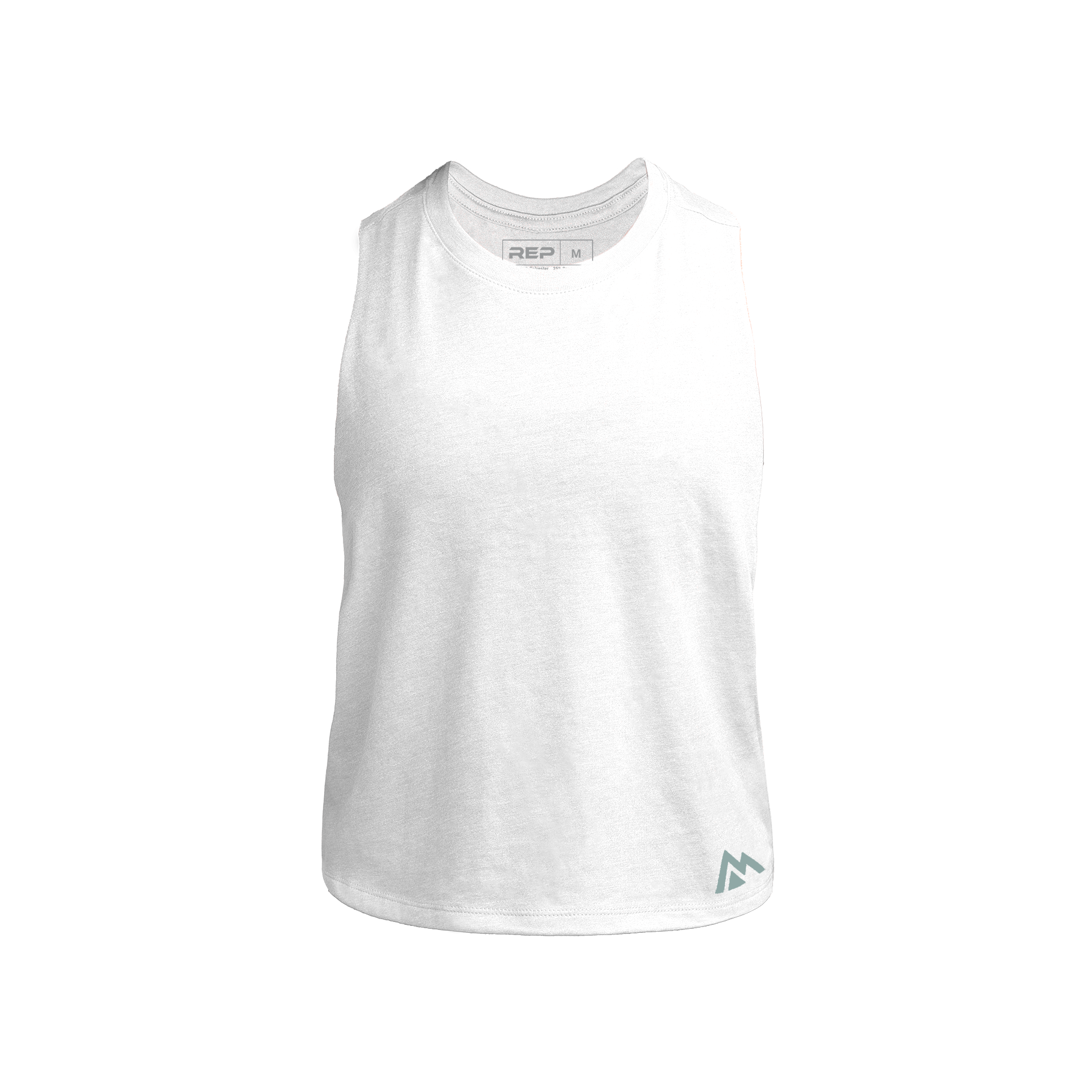 Women's Peak Cropped Dual-Blend Tank - White/Aqua Gray / X-Small